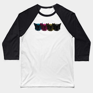 Cyan, Magenta, Yellow, Black Cats Baseball T-Shirt